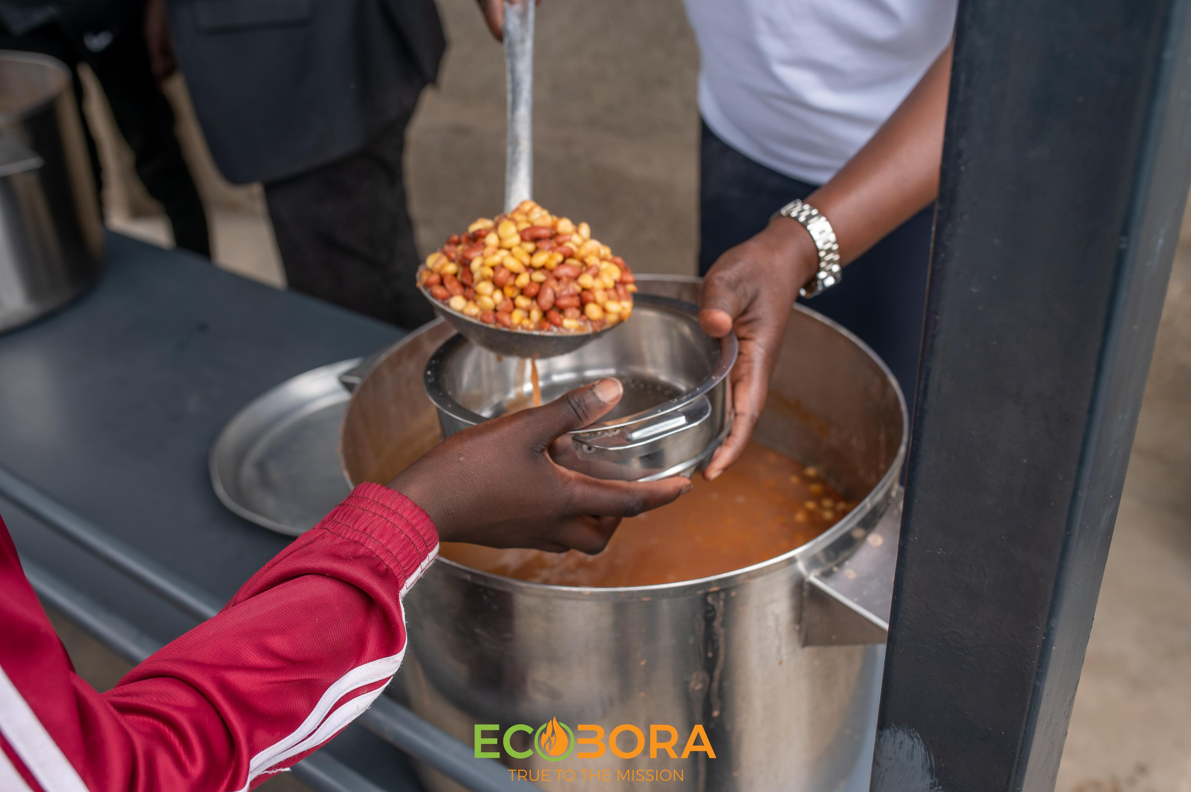ecobora cookstoves serving food - githeri